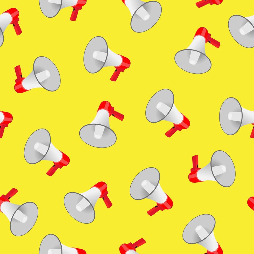 Seamless pattern with megaphone or loudspeaker on yellow background, Pattern graphic style vector
