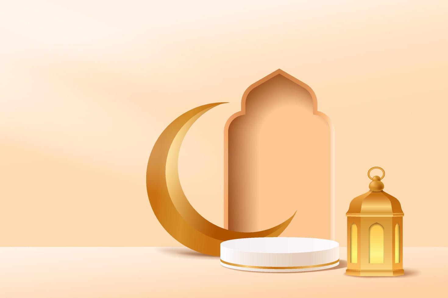 Abstract 3D scene for mockup, Ramadan Kareem concept vector