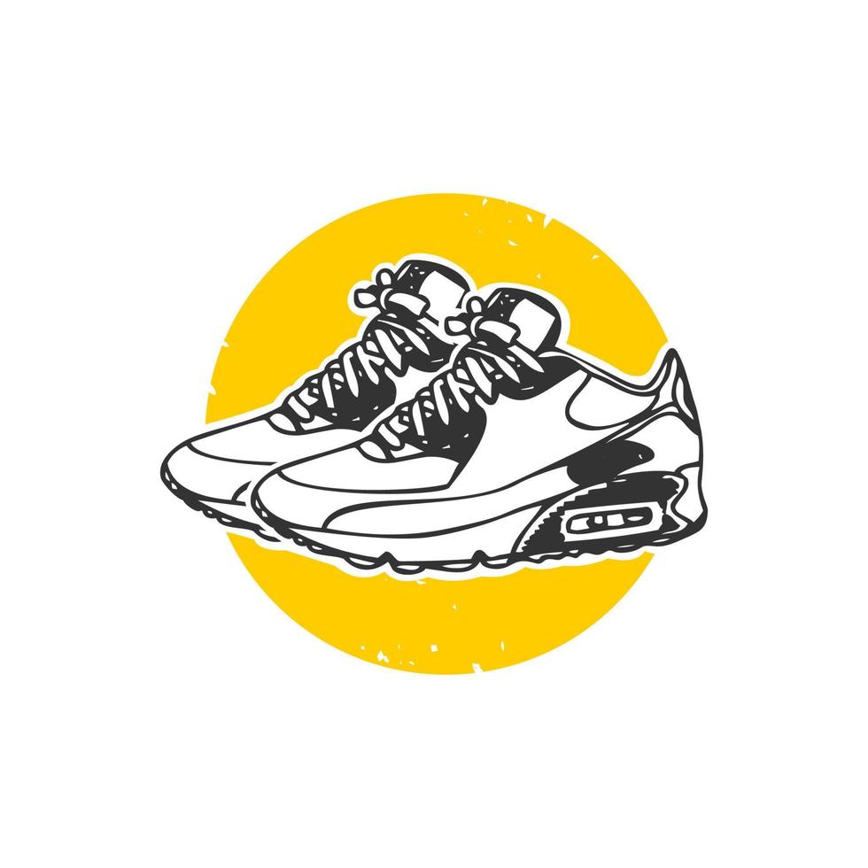 el concepto de logotipo de alta calidad presenta una zapatilla hecha de segmentos vibrantes con un aspecto fresco y moderno. dibujado a mano de la vendimia vector