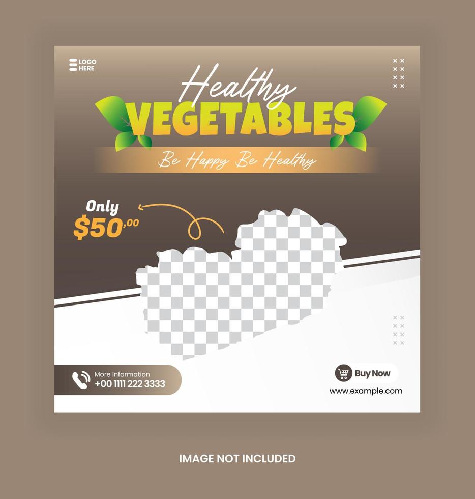Healthy Fresh grocery vegetable social media post promotion template chocolate color vector