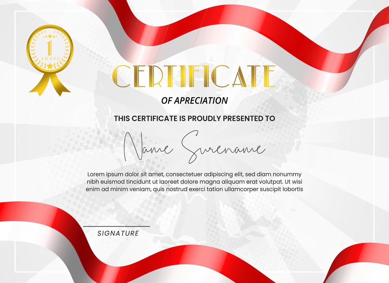 Certificate Template Pancasila Day with Indonesian Flag Background vector