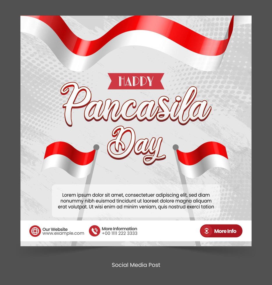 Pancasila Day with Indonesian Flag and Halftone Background Design Template vector