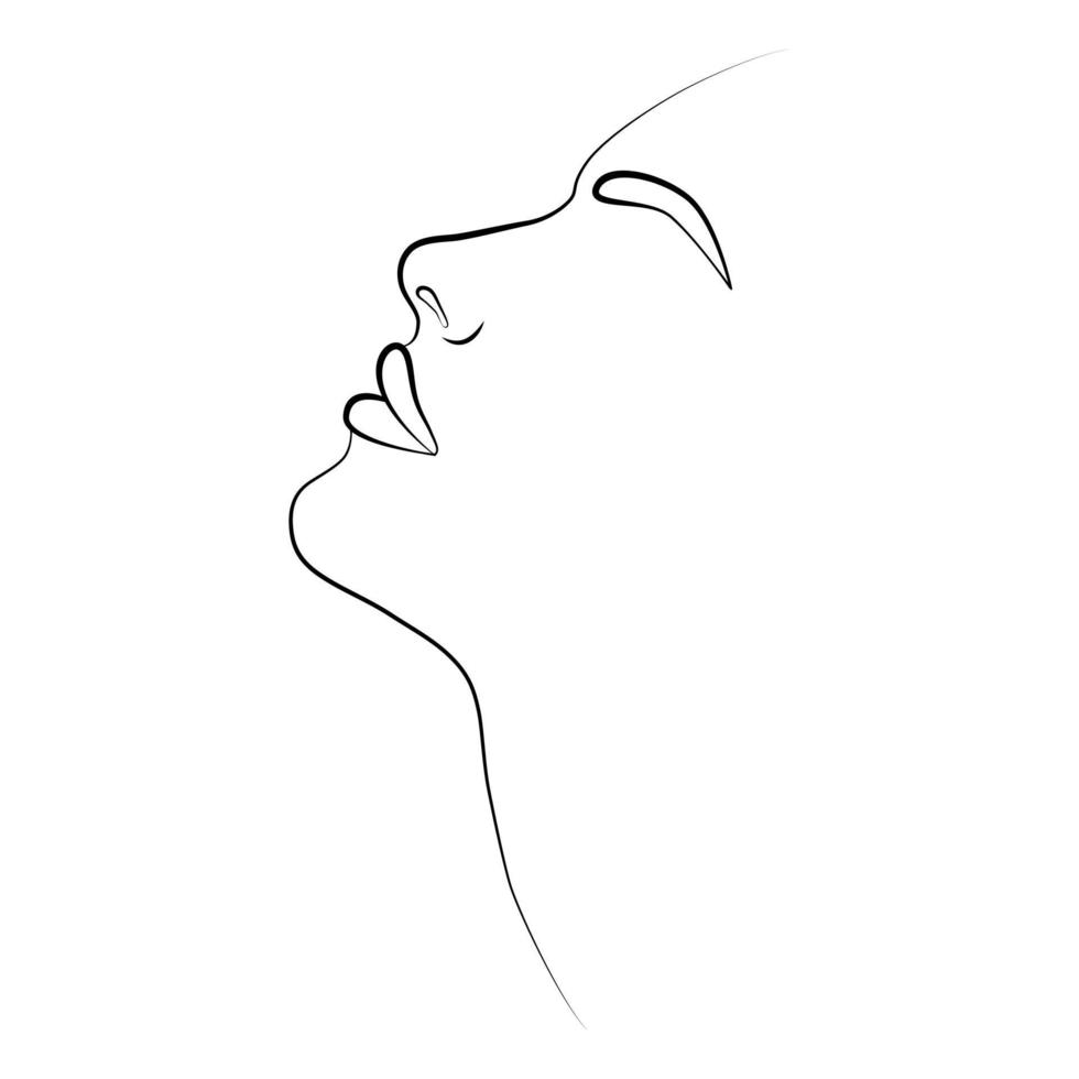 Portrait of people with a line. Continuous one line. vector