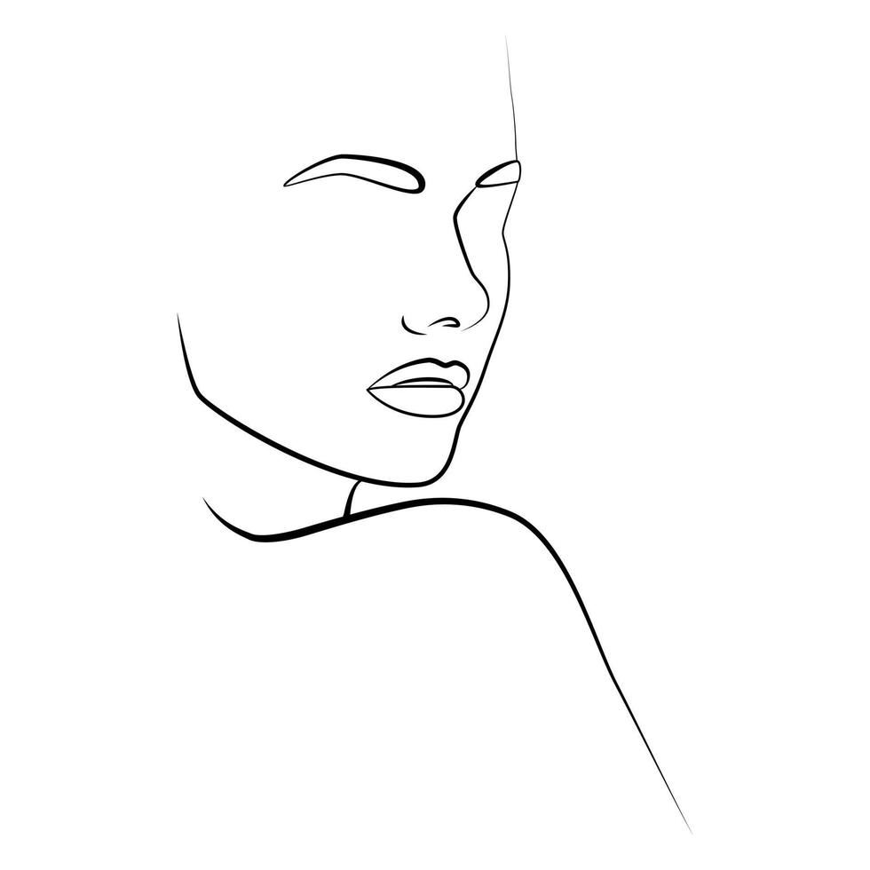 Portrait of people with a line. Continuous one line. vector