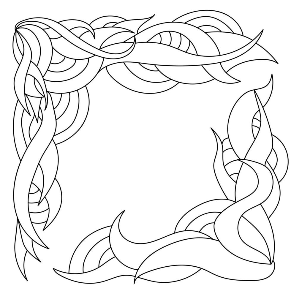 Fantasy ornate corners with waves and curls, decorative coloring page for creativity vector