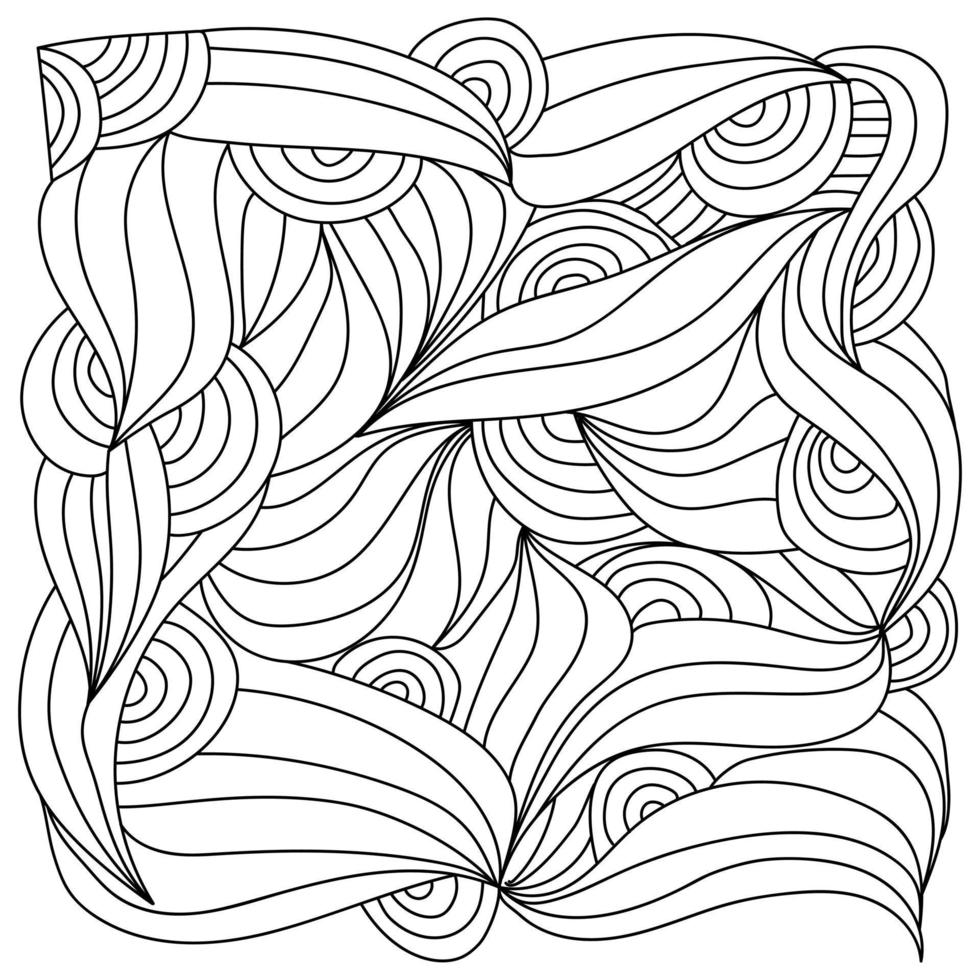 Fantasy contour wavy patterns, doodle curls coloring page vector