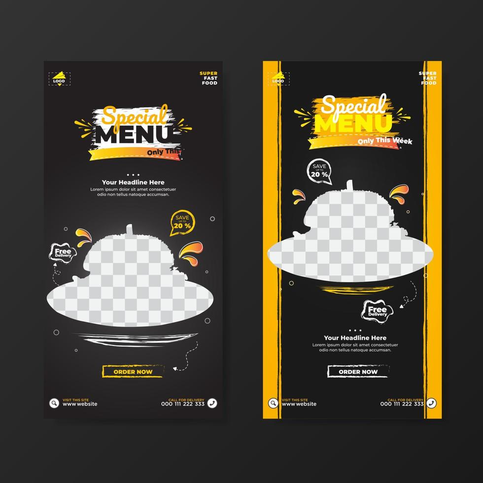 Hamburger menu promotion banner template for social media post with dark background vector