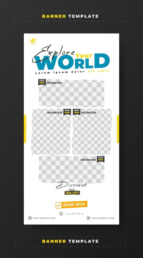 Explore your world banner promotion template vector