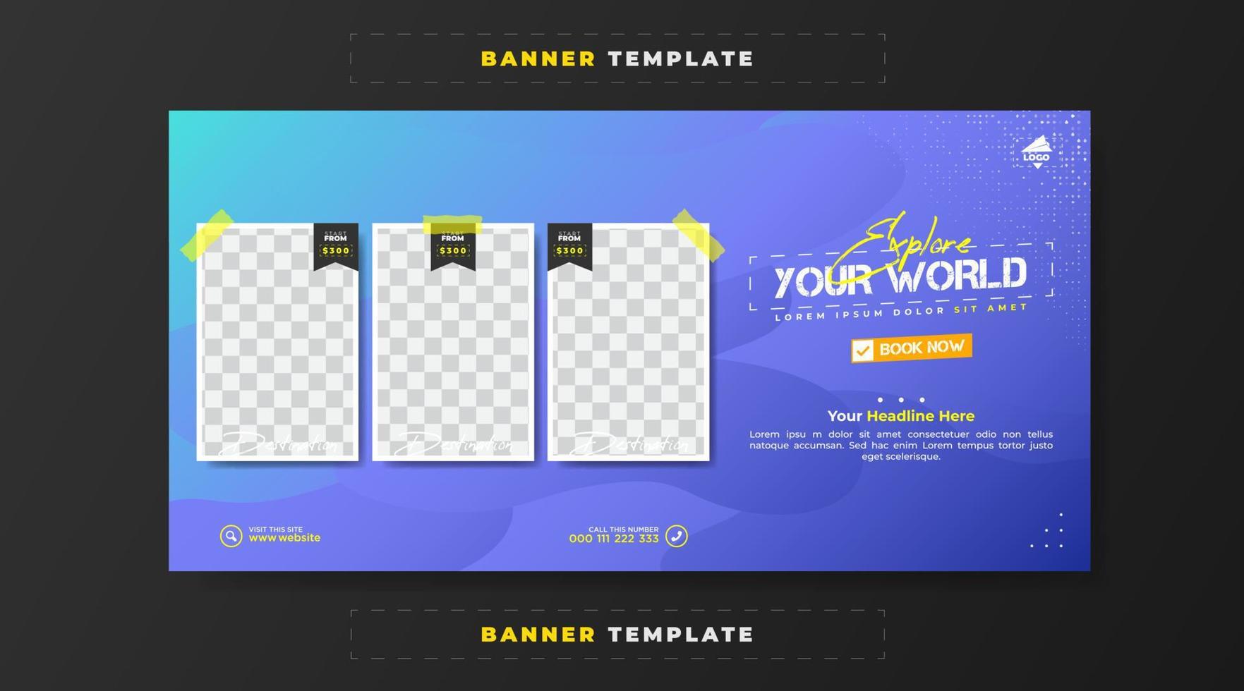 Explore and travel promotion banner template vector