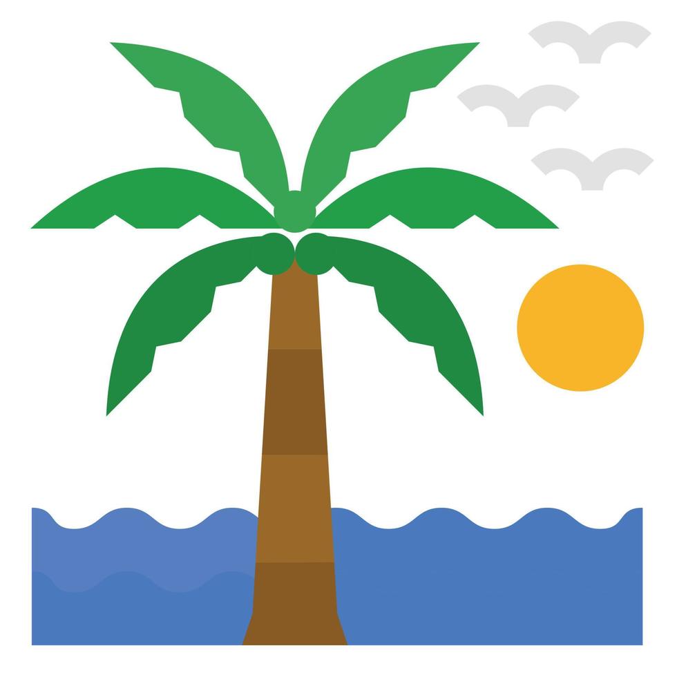 Coconut Tree Icon Vector Illustration, Wood, Nature
