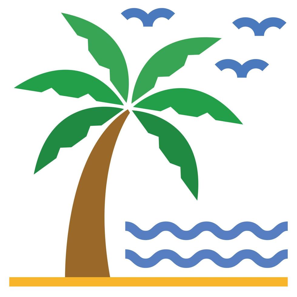 Coconut Tree Icon Vector Illustration, Wood, Nature