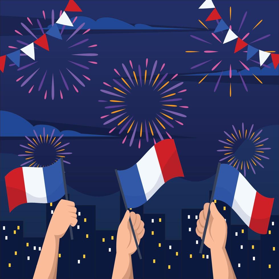 Bastille Day Hands Holding Flag vector