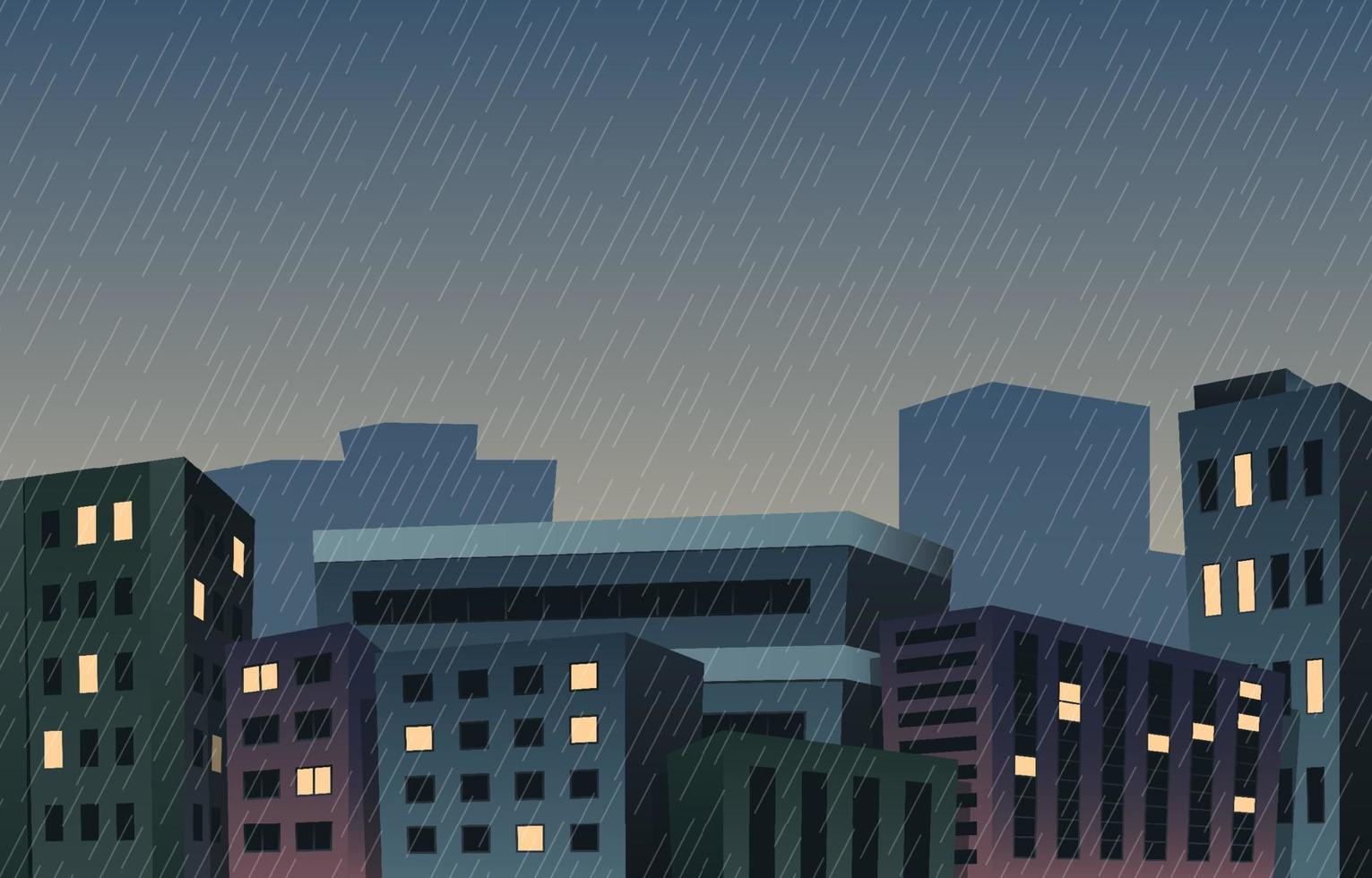 ciudad tranquila bajo la lluvia vector