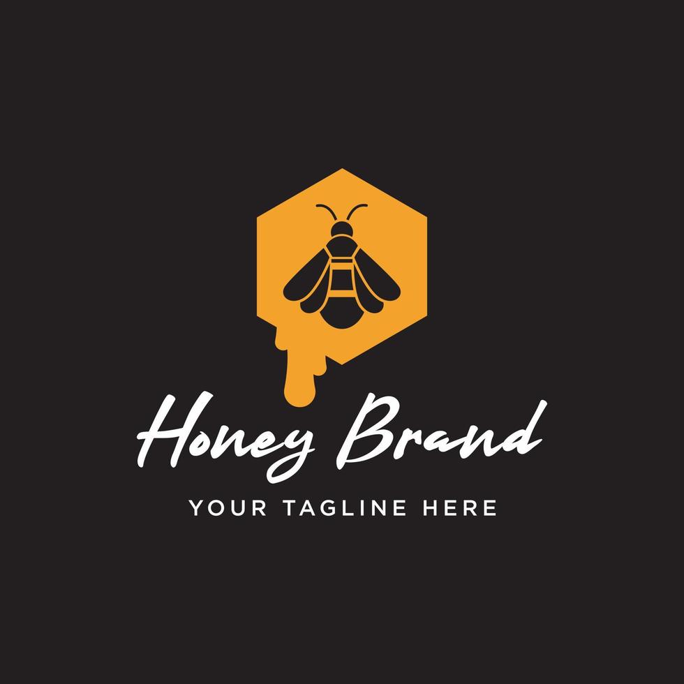 logotipo hexagonal de miel vector
