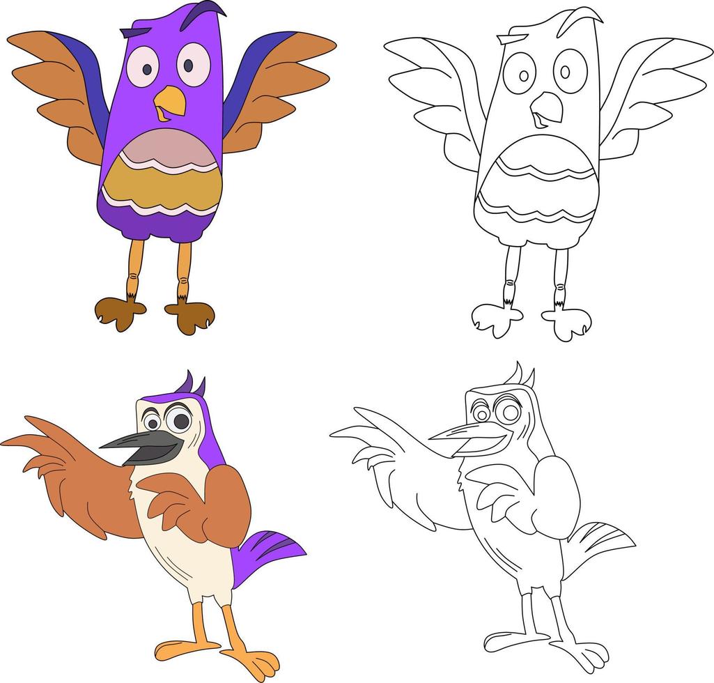 personaje de pájaro para colorear libro vector