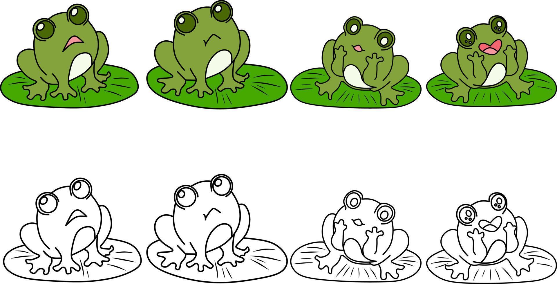 Cute frog for coloring book vector