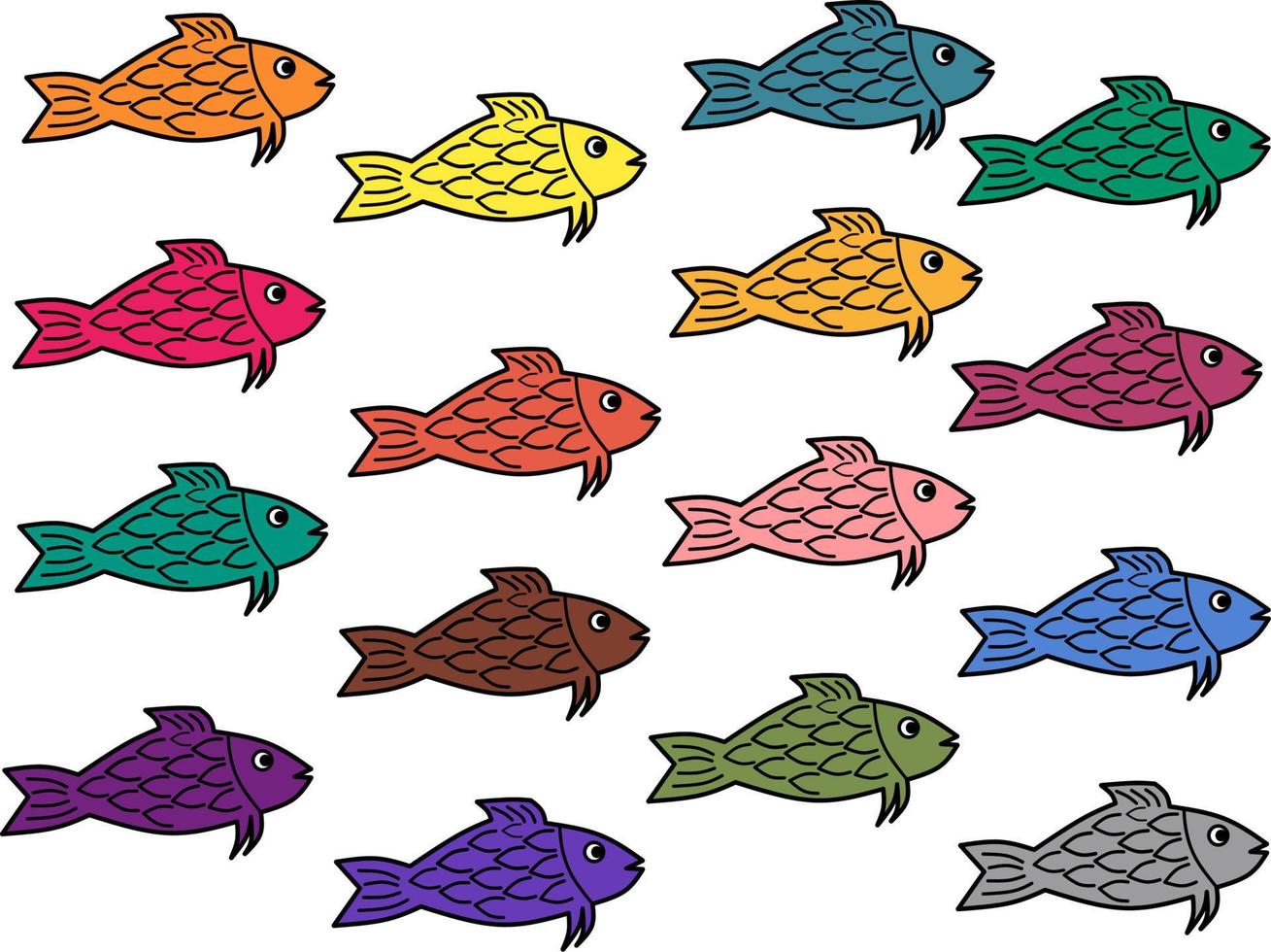 Fish doodle vector