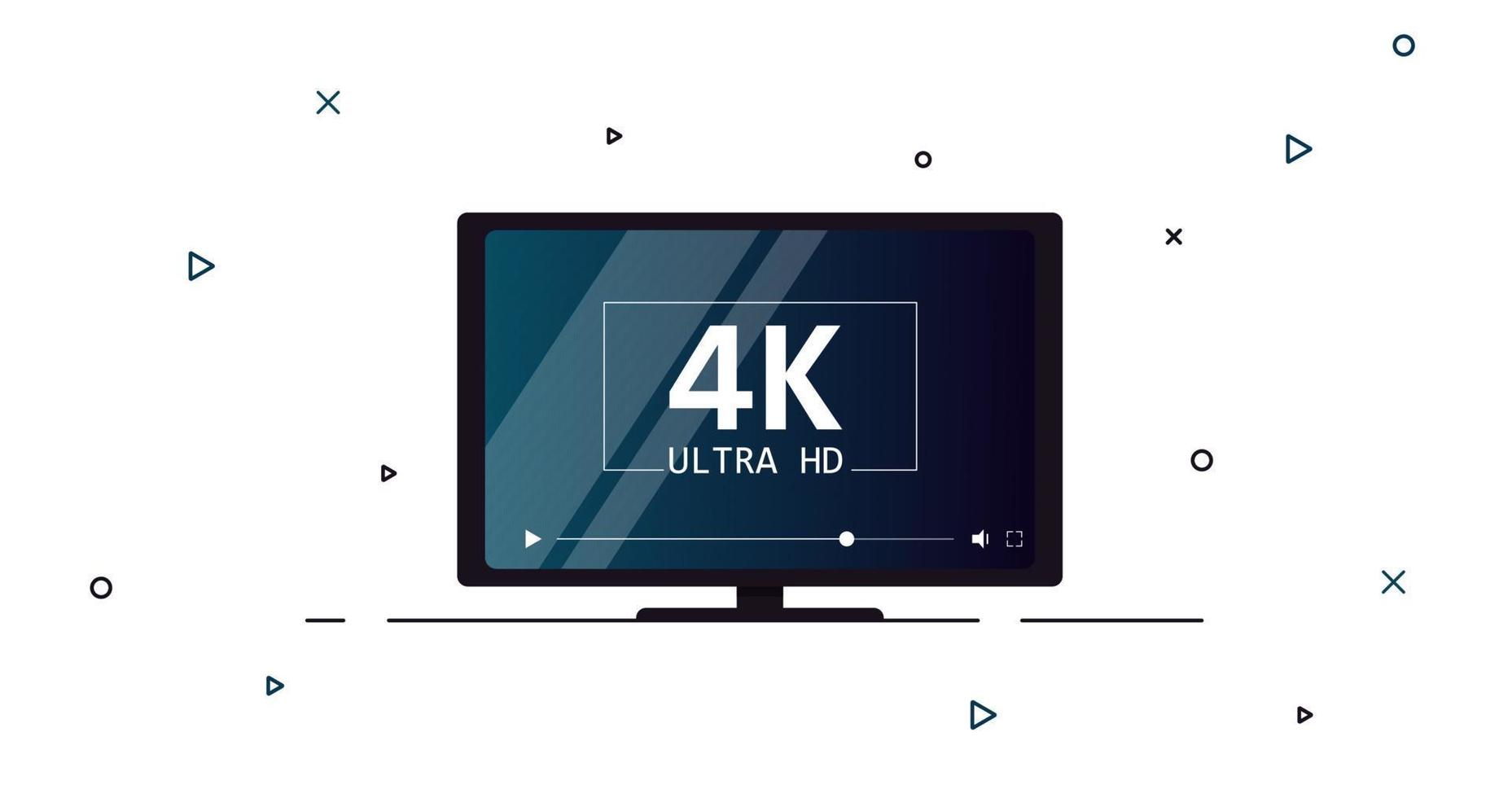 Monitor of computer isolated on the white background. 4K resolution concept. Vector illustration
