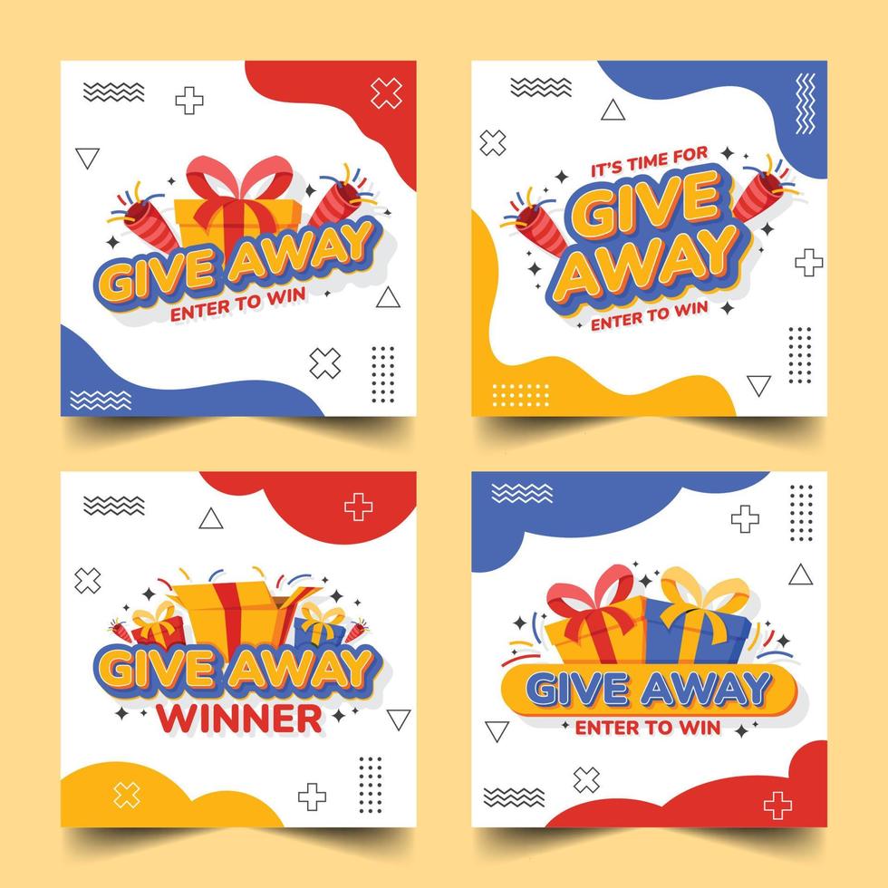 Give Away Social Media Posts Collection vector