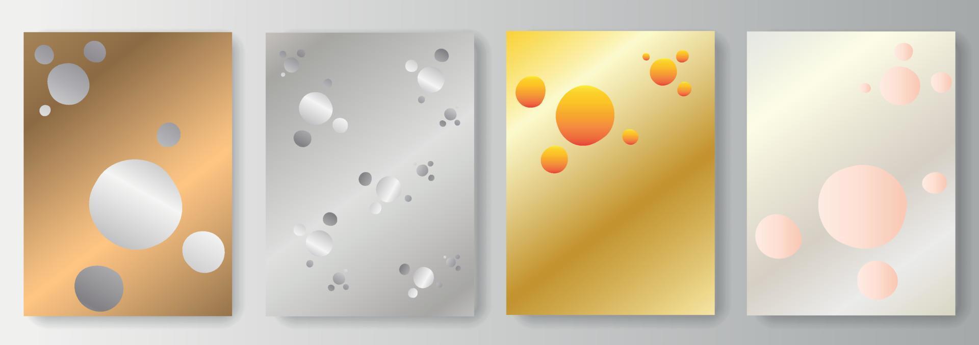 Set Collection of golden and silver backgrounds with bubbles balloons vector