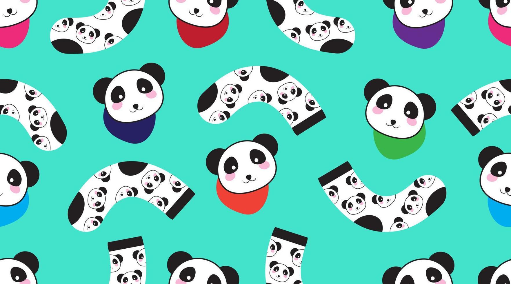 calcetín panda de patrones sin fisuras. dibujos animados de calcetín panda con fondo cian claro vector