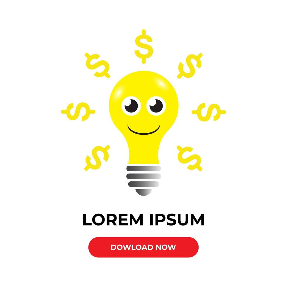 bombilla de idea con icono de vector de signo de dólar, símbolo creativo de dinero. ilustración de vector plano simple y moderna para sitio web o aplicación móvil