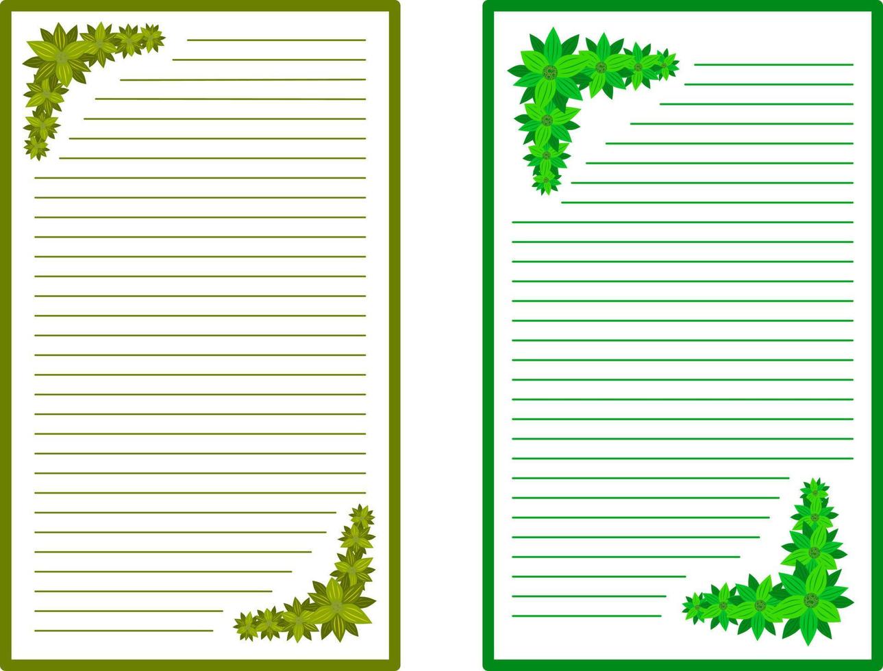 libreta verde con adornos de flores vector