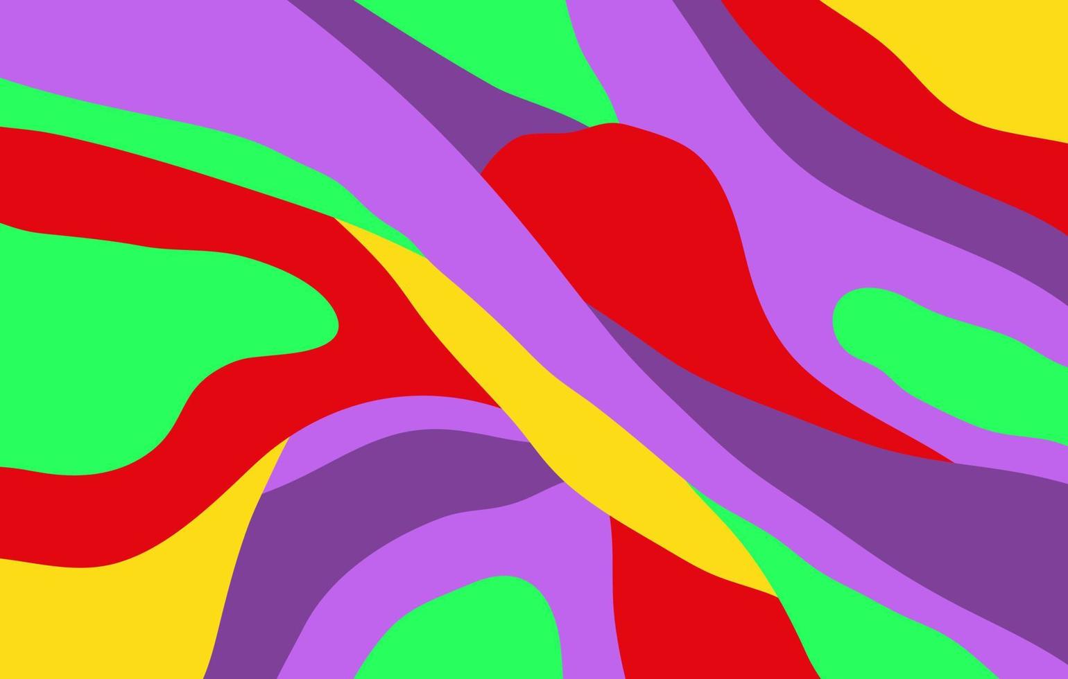 fondo psicodélico horizontal abstracto con formas onduladas de ácido brillante. ilustración de vector de moda en estilo hippie 60s, 70s.