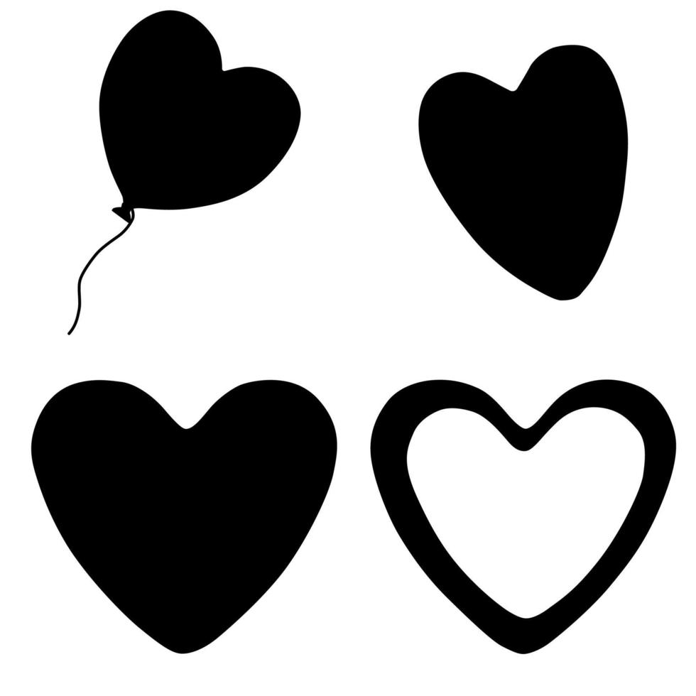 Heart shape silhouette set. Vector illustration