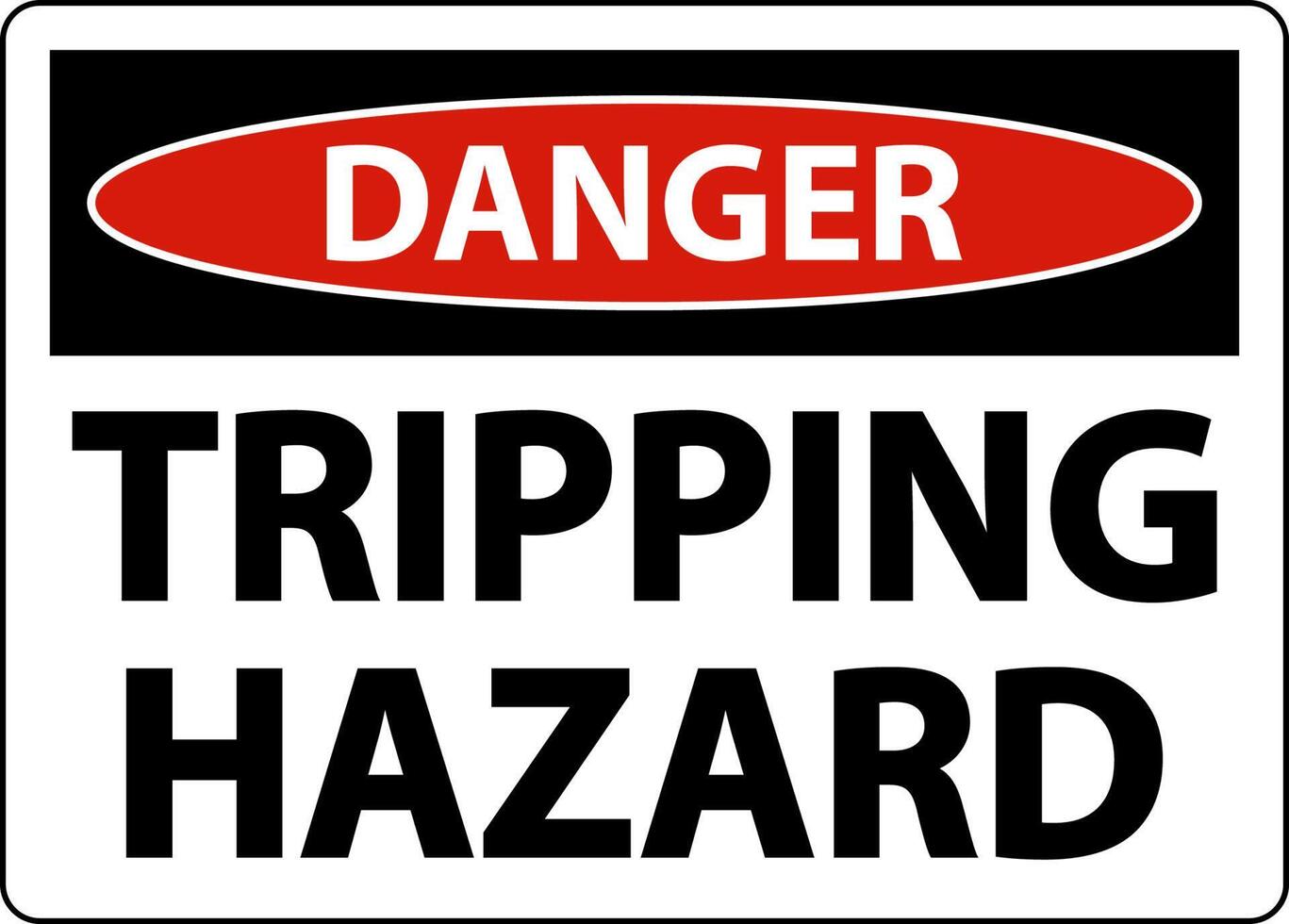 Danger Tripping Hazard Sign On White Background vector