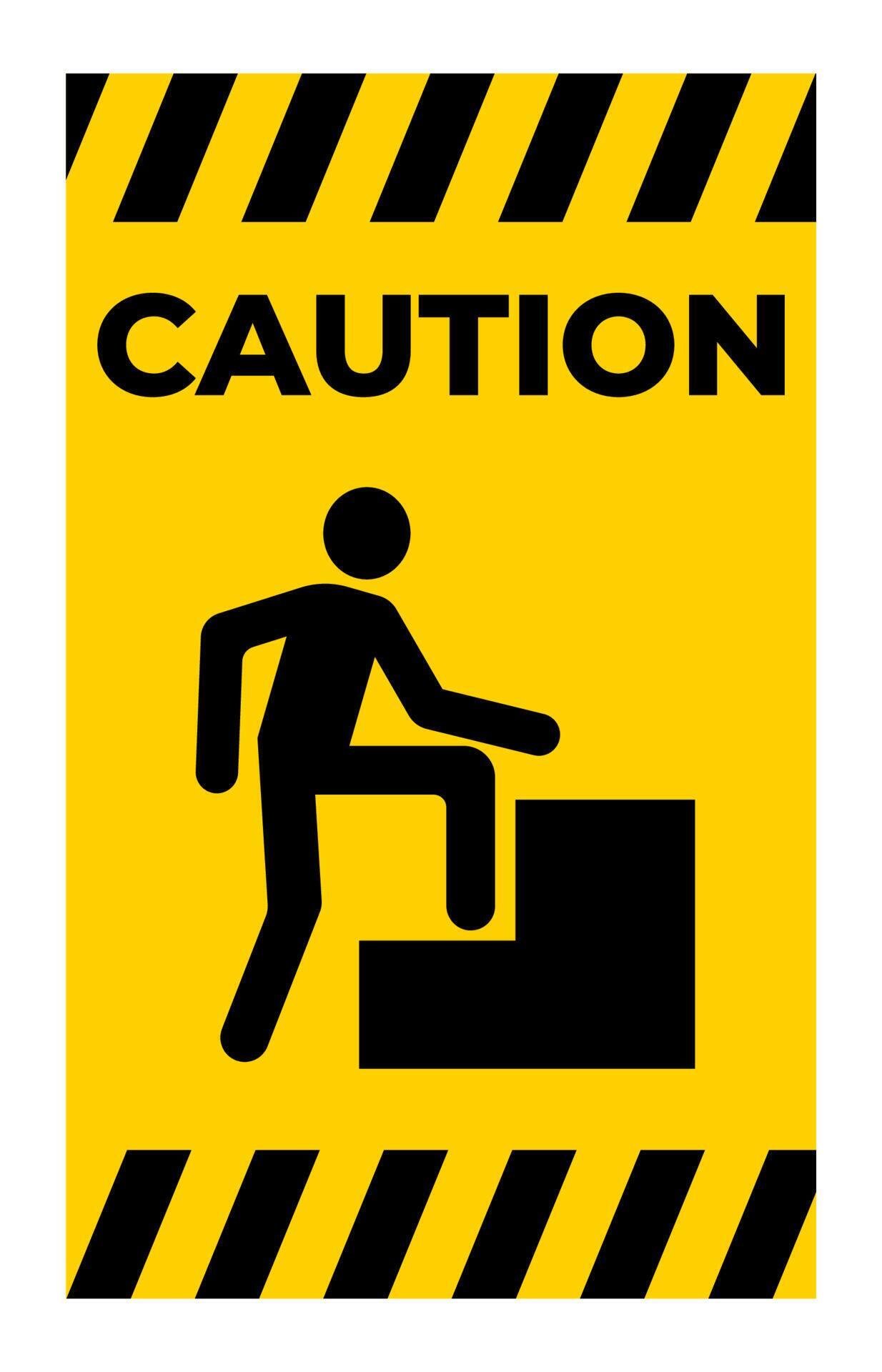 Caution Step Up Sign On White Background 7797623 Vector Art at Vecteezy