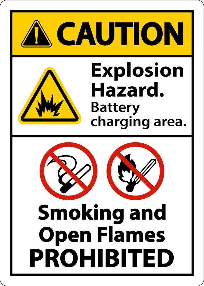 Caution Explosion Hazard Charging Area Sign On White Background vector