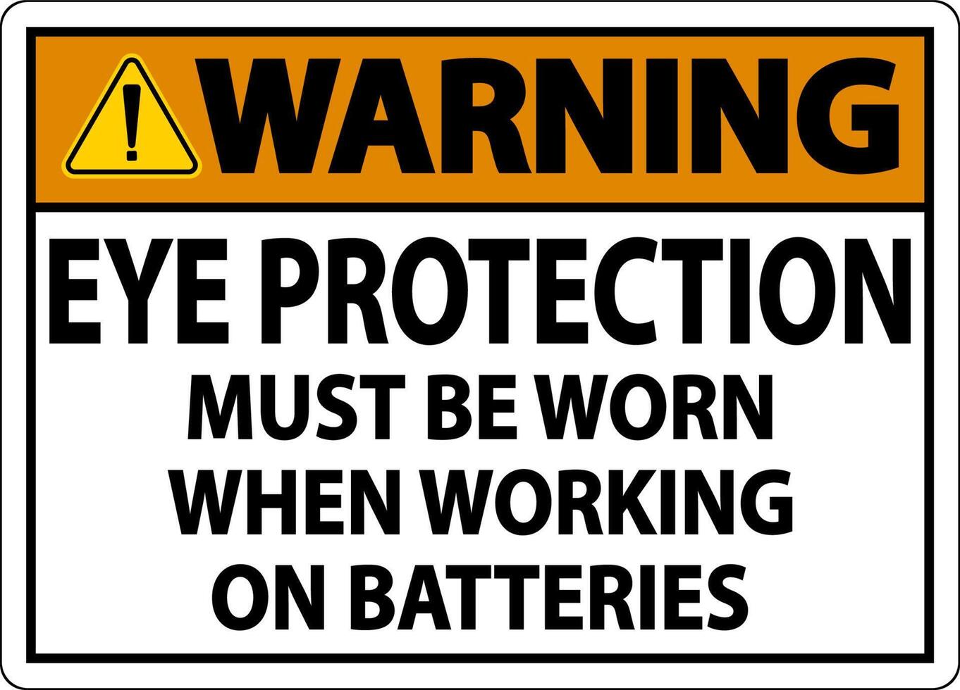 Warning When Working on Batteries Sign On White Background vector