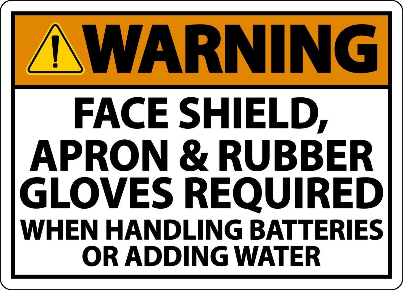 Warning When Handling Batteries Sign On White Background vector