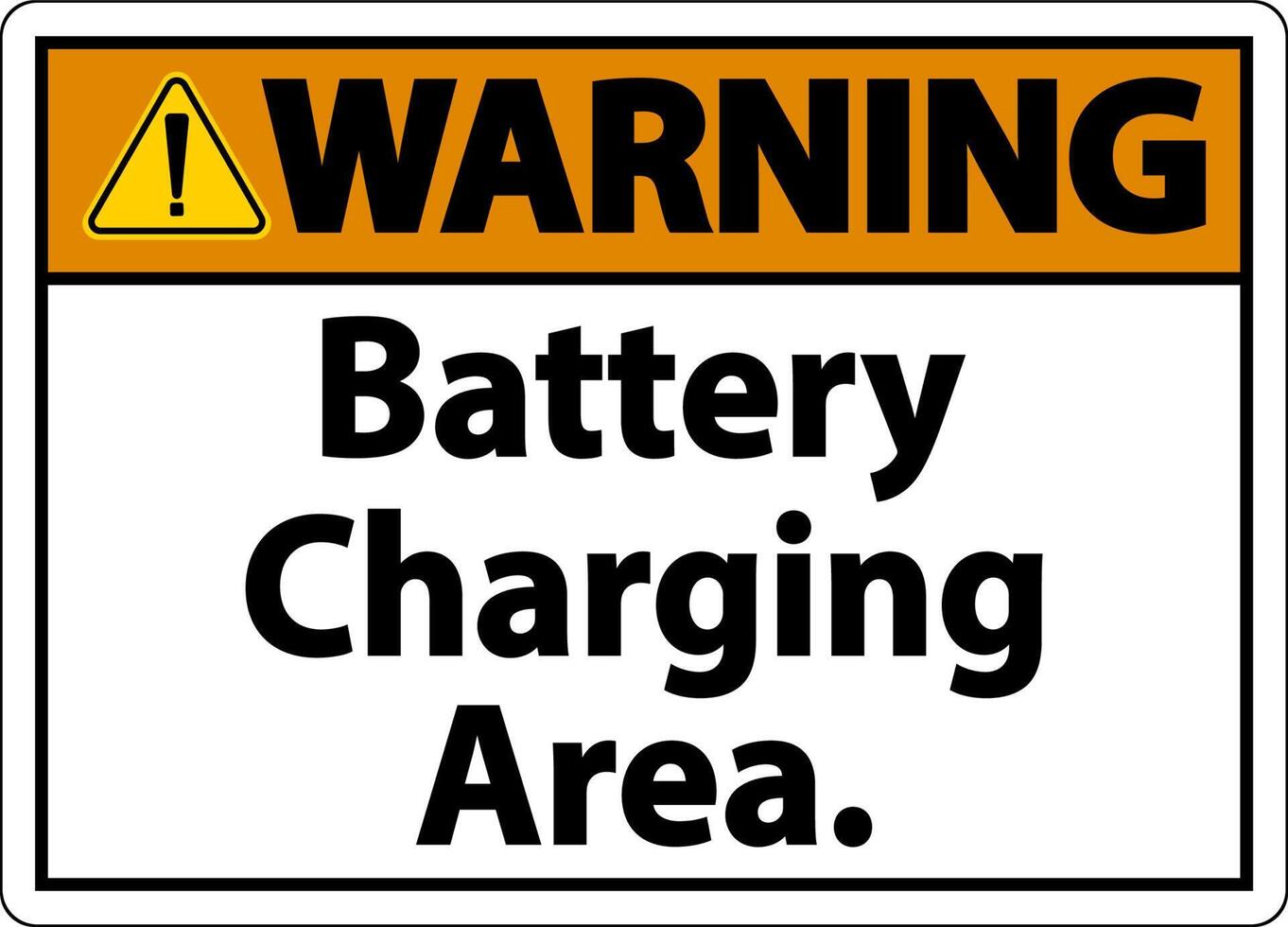 Warning Battery Charging Area Sign On White Background vector