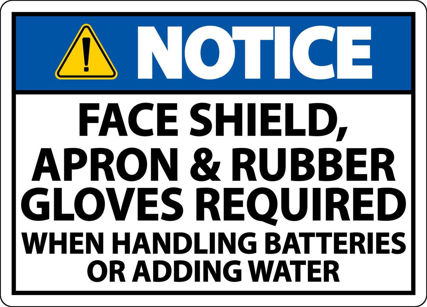 Notice When Handling Batteries Sign On White Background vector