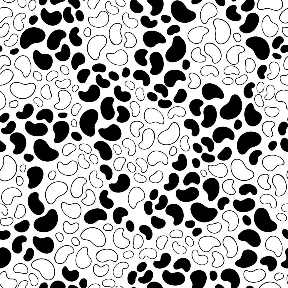 Simple abstract elements black and white formless shapes seamless pattern, repeat geometric ornament for home decor, design, cards, banner, sites, textile, gift paper vector