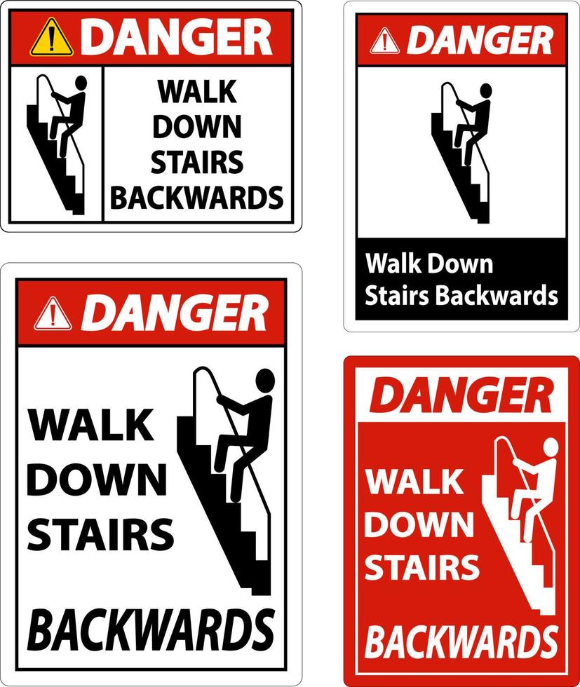 Danger Walk Down Stairs Backwards Sign vector