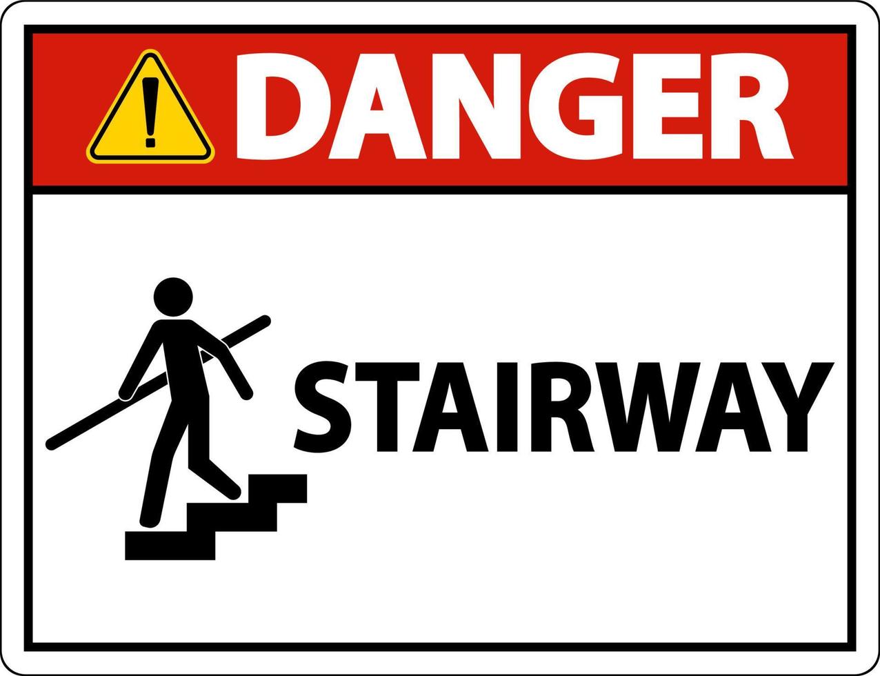 Danger Stairway Sign On White Background vector