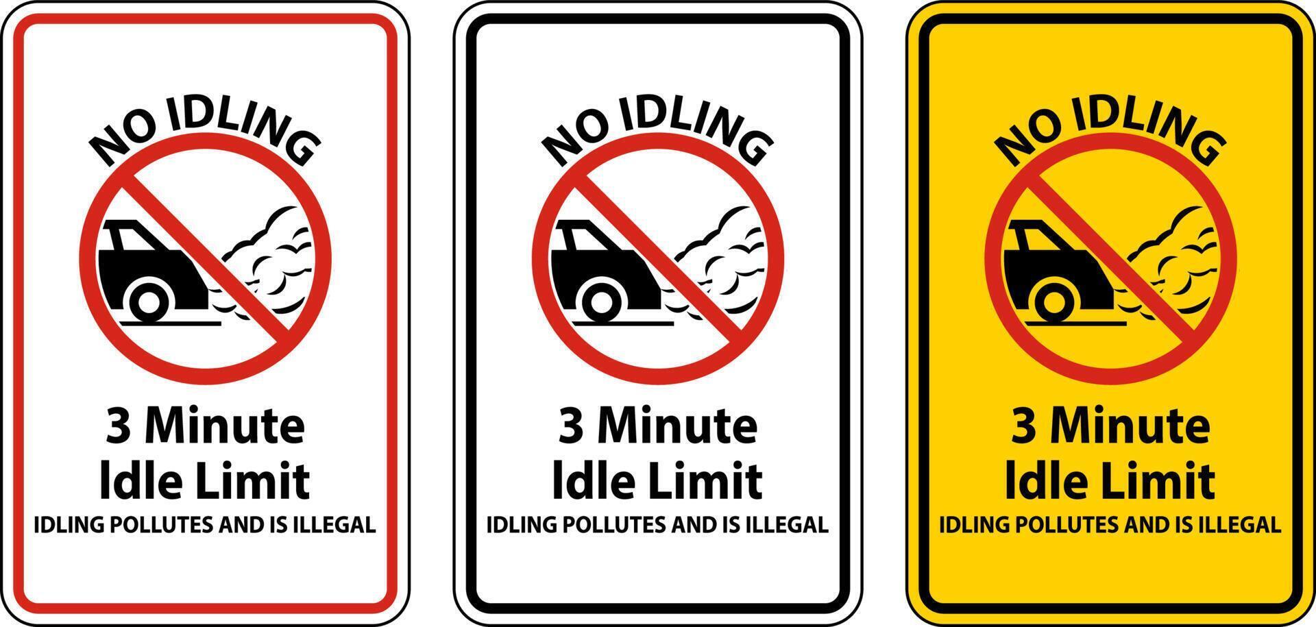 No Idling 3 Minute Idle Limit Sign On White Background 7797838 Vector
