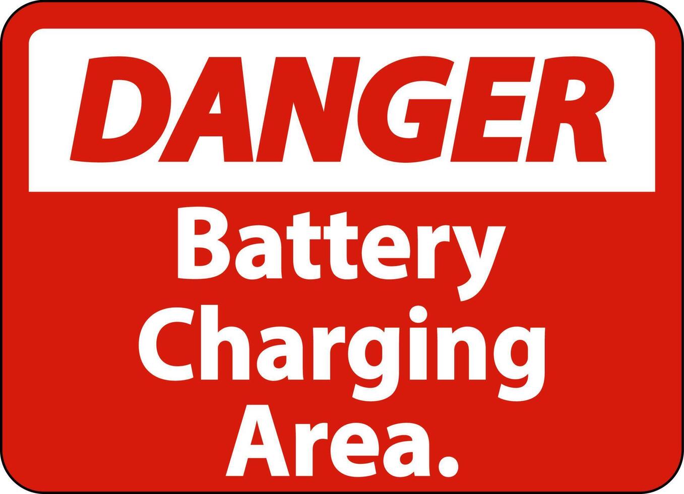 Danger Battery Charging Area Sign On White Background vector