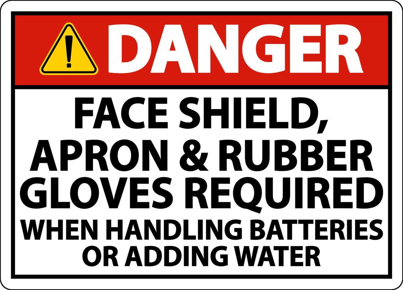 Danger When Handling Batteries Sign On White Background vector