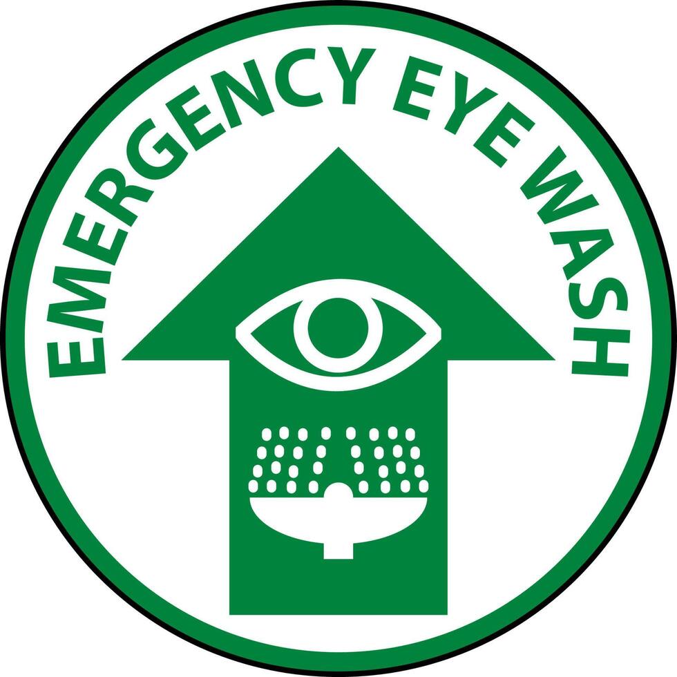 Emergency Eye Wash Floor Sign On White Background vector