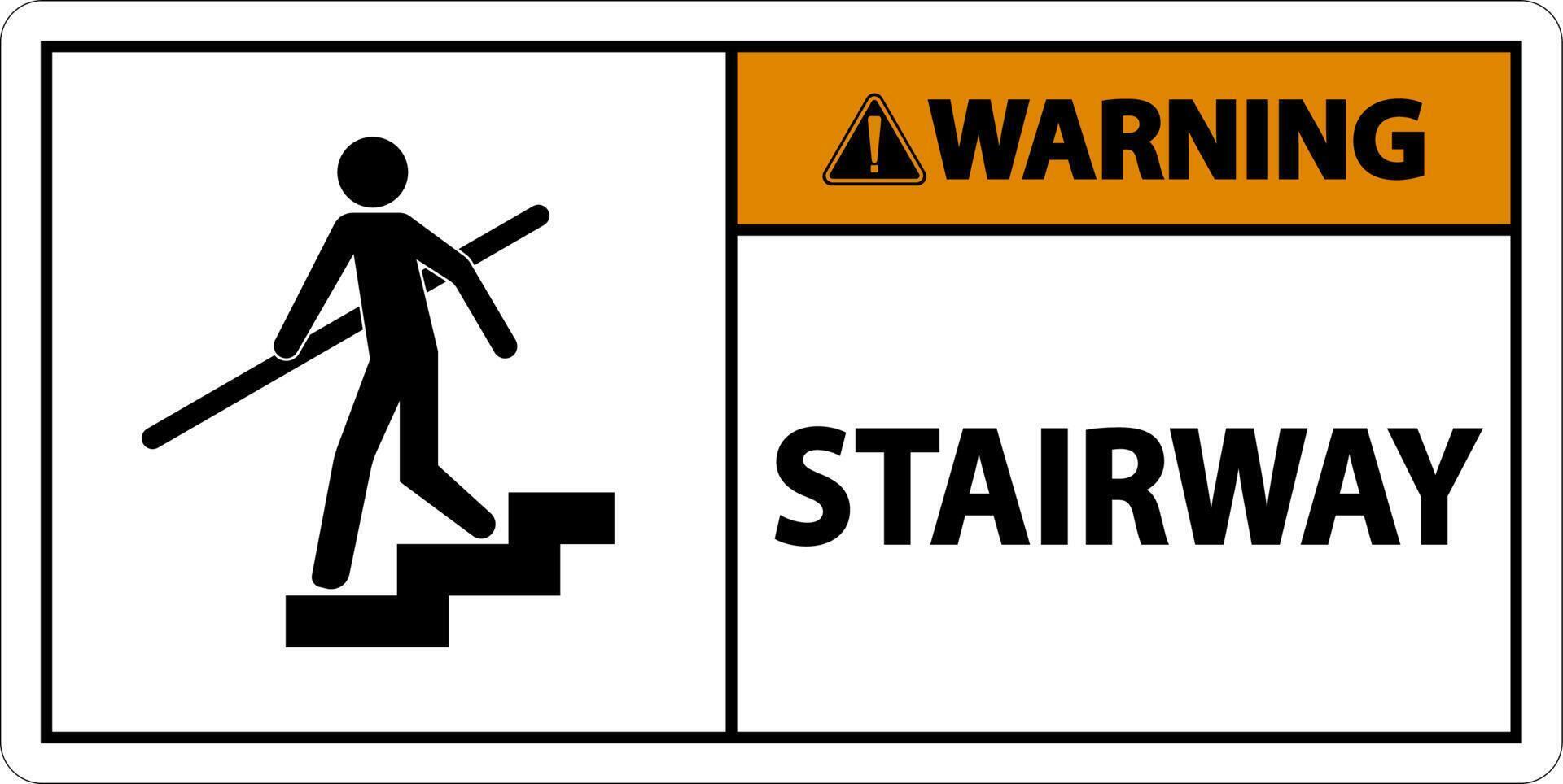 Warning Stairway Sign On White Background vector