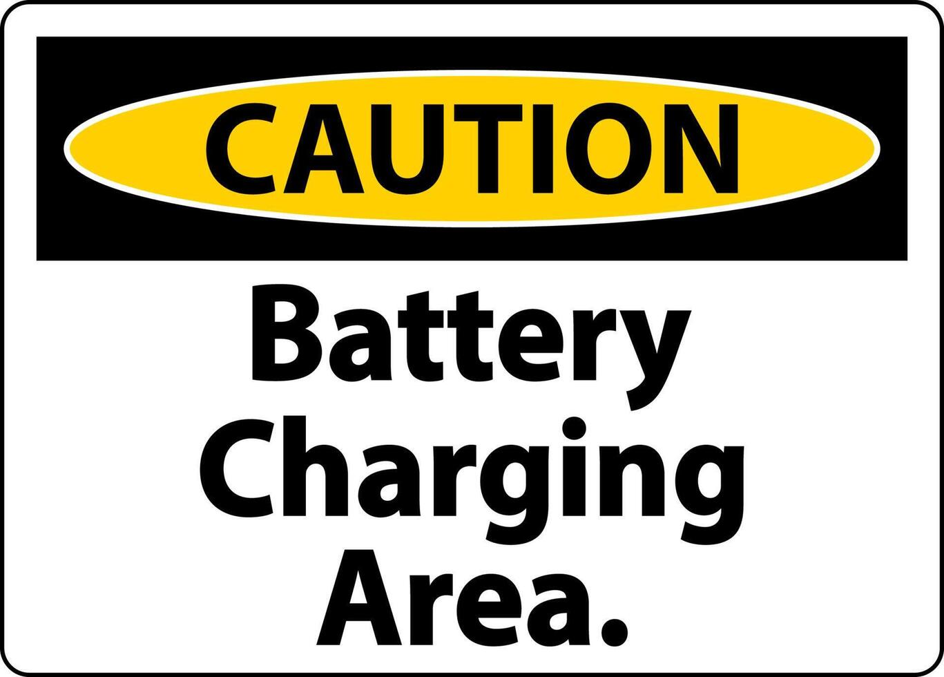 Caution Battery Charging Area Sign On White Background vector