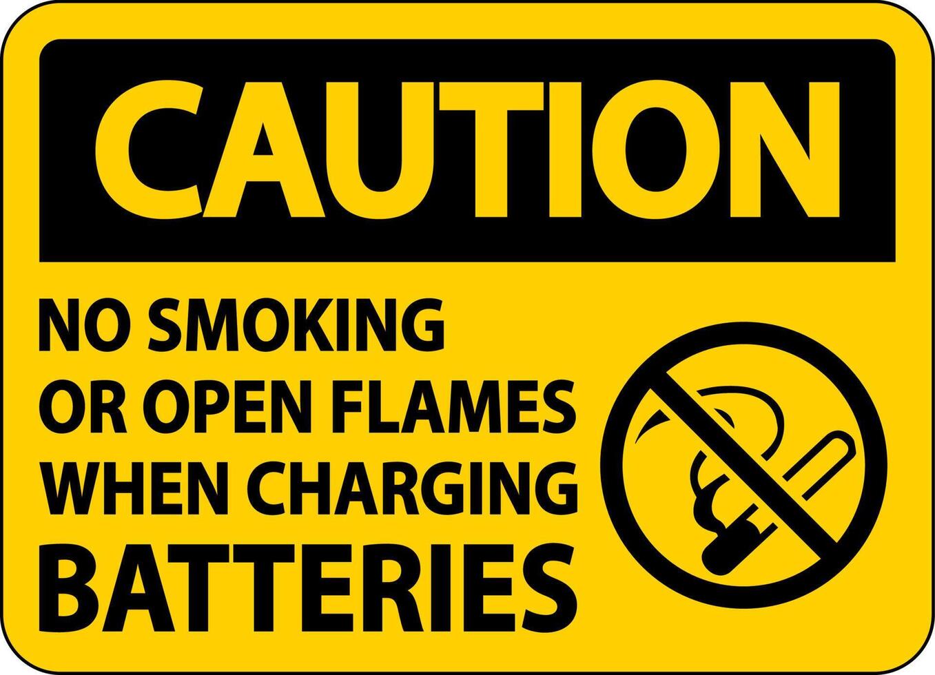 Caution No Smoking When Charging Sign On White Background vector