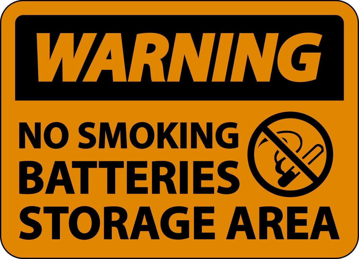 Warning No Smoking Battery Storage Area Sign On White Background vector