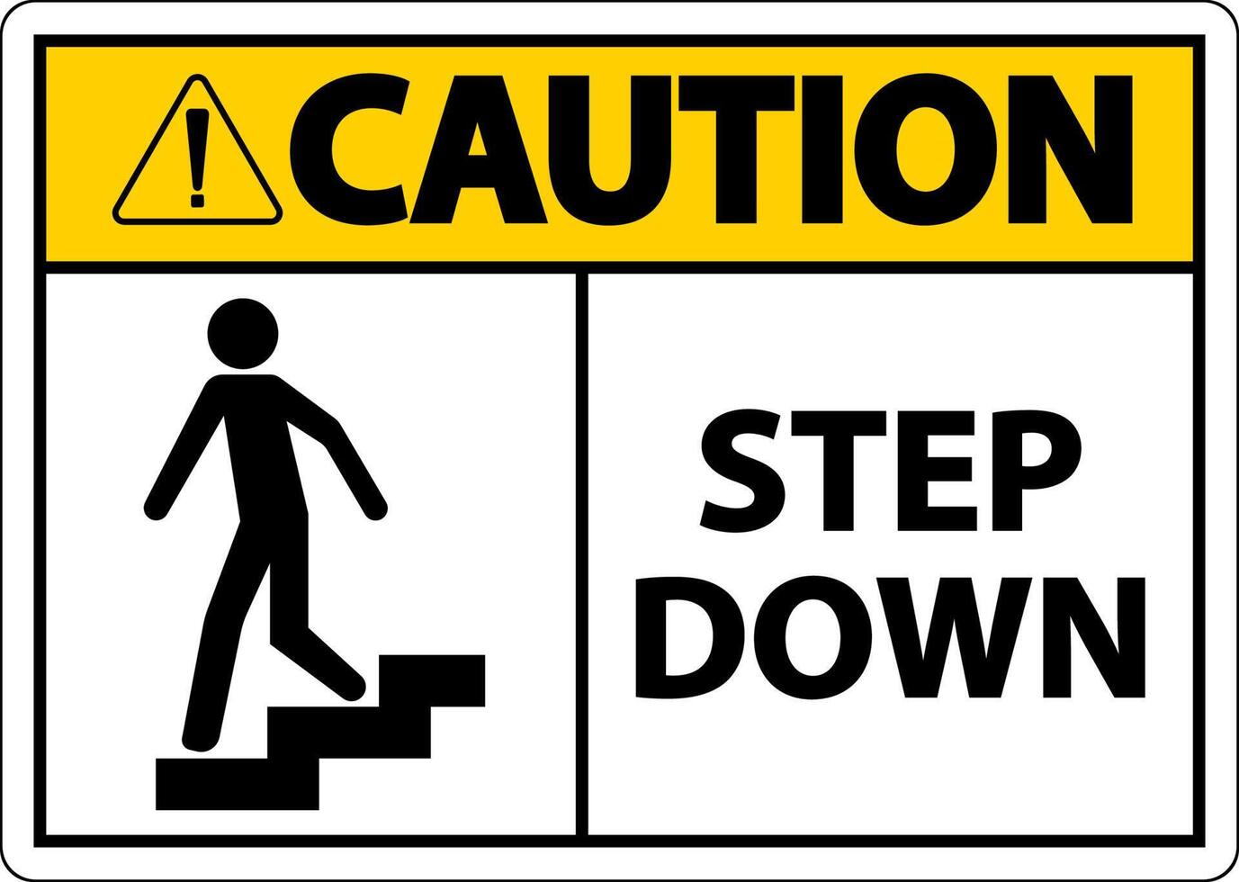 Caution Step Down Sign On White Background vector