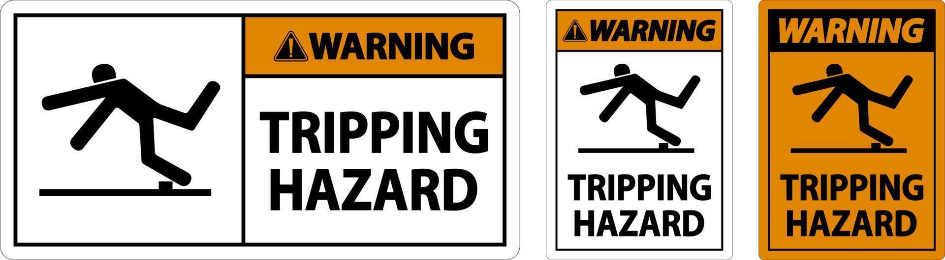 Warning Tripping Hazard Sign On White Background vector