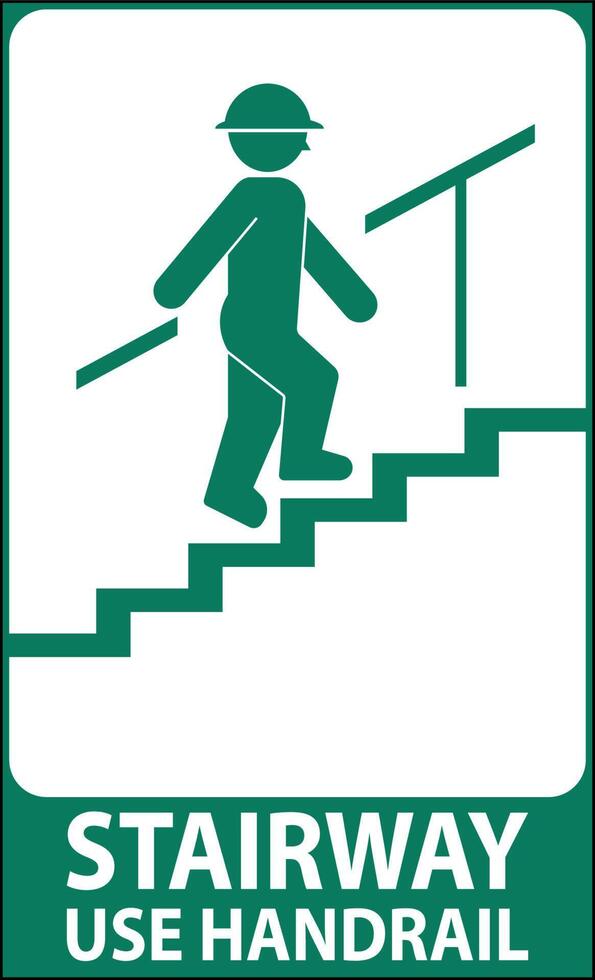 Stairway Use Handrail Sign On White Background vector